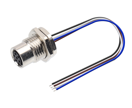 M8板后安装孔型插座 焊线式(内置灌胶) 螺牙M11X1