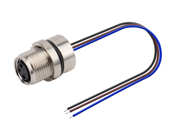 M8板后安装孔型插座 焊线式(内置灌胶) 螺牙M10X0.75