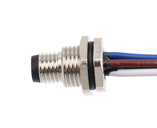 M8板后安装针型插座 焊线式(内置灌胶) 螺牙M11x1}