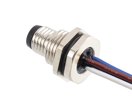 M8板后安装针型插座 焊线式(内置灌胶) 螺牙M11x1}