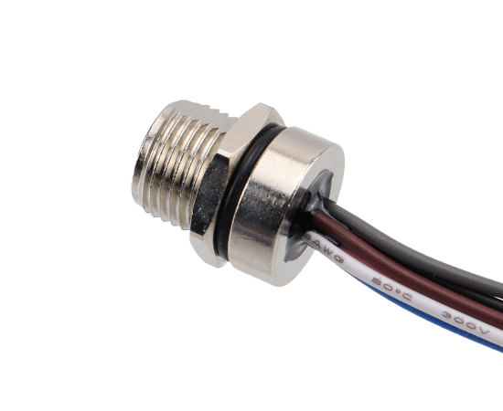 M8板后安装孔型插座 焊线式(内置灌胶) 螺牙M12x1}