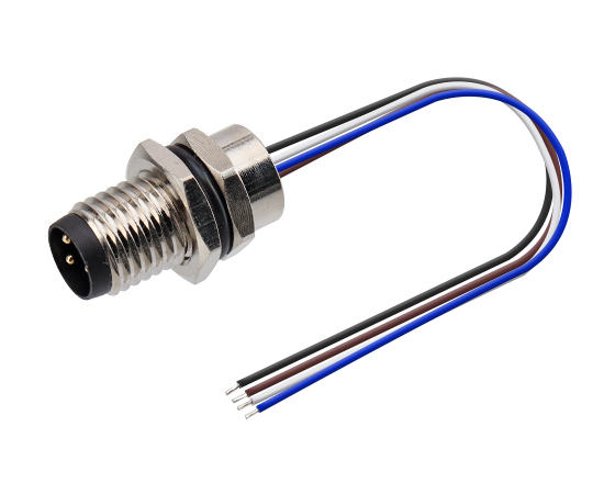 M8板后安装针型插座 焊线式(内置灌胶) 螺牙M8X1