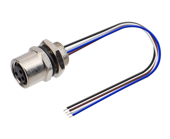 M8板前安装孔型插座 焊线式(内置灌胶) 螺牙M8X0.5