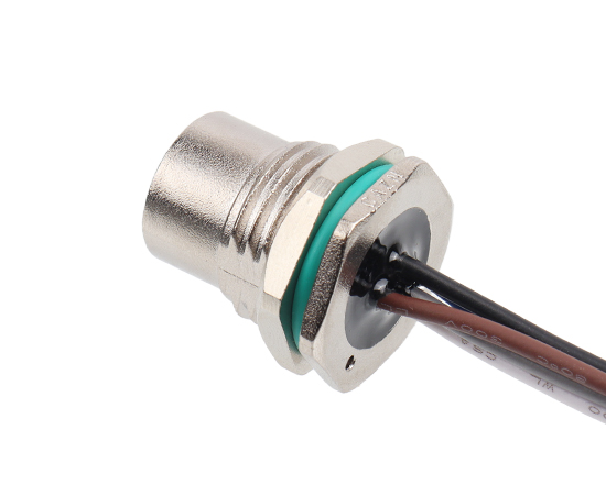 M12 锌合金外壳 板后安装孔型插座 焊线式(内置灌胶) 螺牙M16*1.5/PG9}