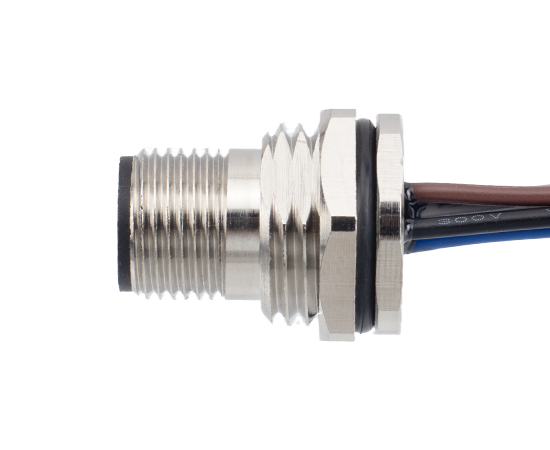 M12板后安装针型插座 焊线式(内置灌胶) 螺牙M16*1.5/PG9}