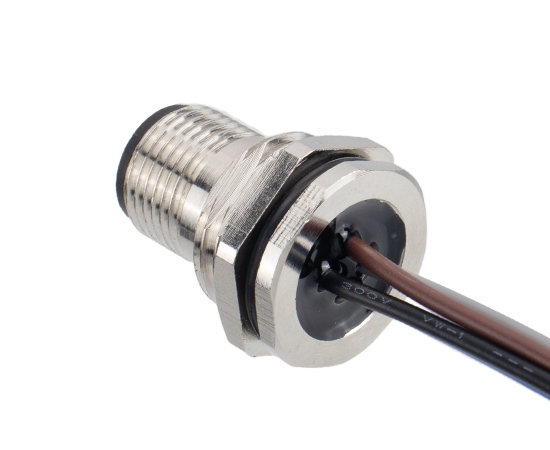 M12板后安装针型插座 焊线式(内置灌胶) 螺牙M16*1.5/PG9}