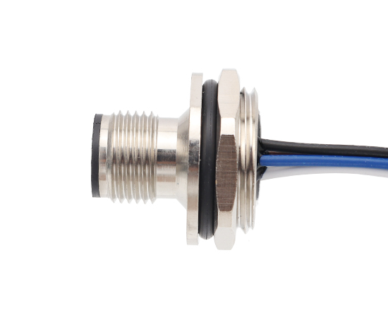 M12板前安装针型插座 焊线式(内置灌胶) 螺牙M11*1}