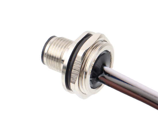 M12板前安装针型插座 焊线式(内置灌胶) 螺牙M11*1}