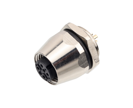 M12板前安装孔型插座 焊线式 螺牙PG9 子弹头