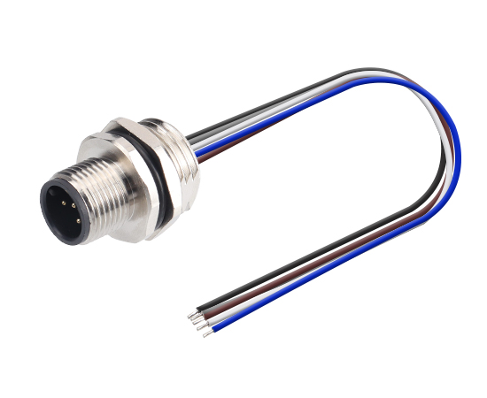 M12板前安装针型插座 焊线式(内置灌胶) 螺牙M16*1.5/PG9