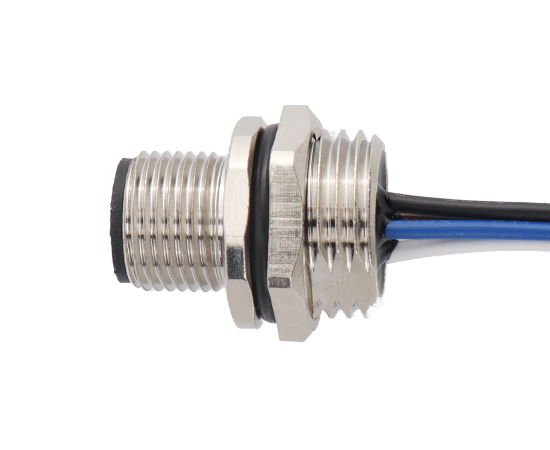 M12板前安装针型插座 焊线式(内置灌胶) 螺牙M16*1.5/PG9}