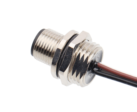 M12板前安装针型插座 焊线式(内置灌胶) 螺牙M16*1.5/PG9}