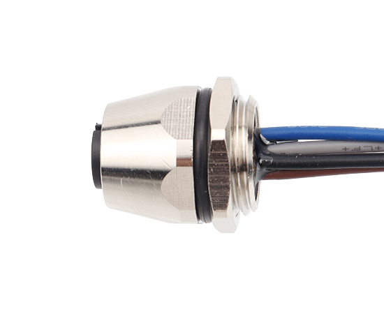 M12板前安装孔型插座 焊线式(内置灌胶) 螺牙PG9 子弹头}