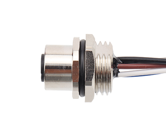 M12板前安装孔型插座 焊线式(内置灌胶) 螺牙M16*1.5/PG9}