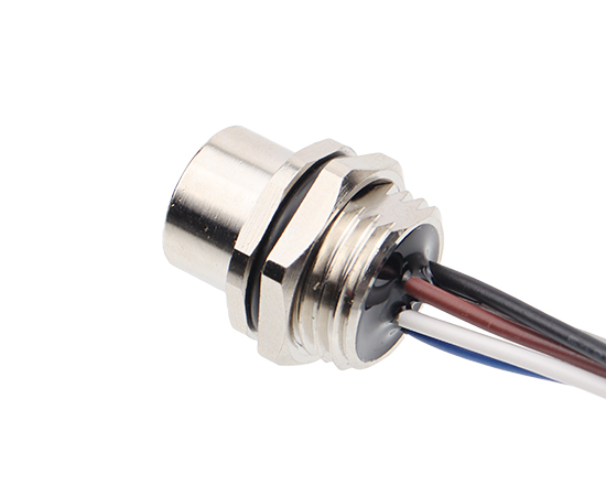 M12板前安装孔型插座 焊线式(内置灌胶) 螺牙M16*1.5/PG9}